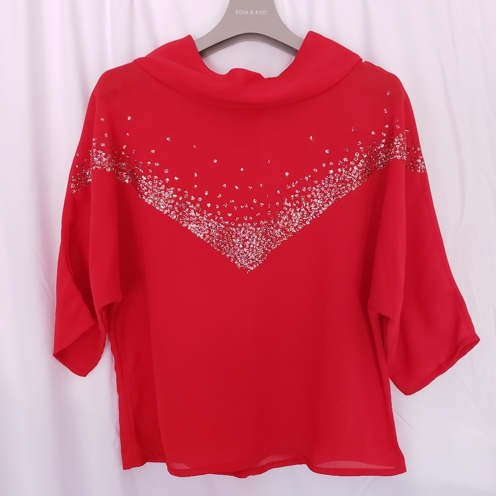 2/$18 Vintage Sequin Short Sleeve Shirt